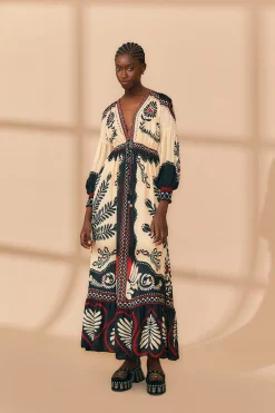 FARM Rio BLACK PASSION SCARF MAXI DRESS