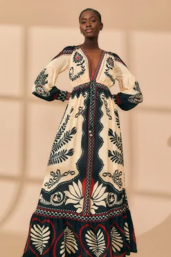 FARM Rio  BLACK PASSION SCARF MAXI DRESS
