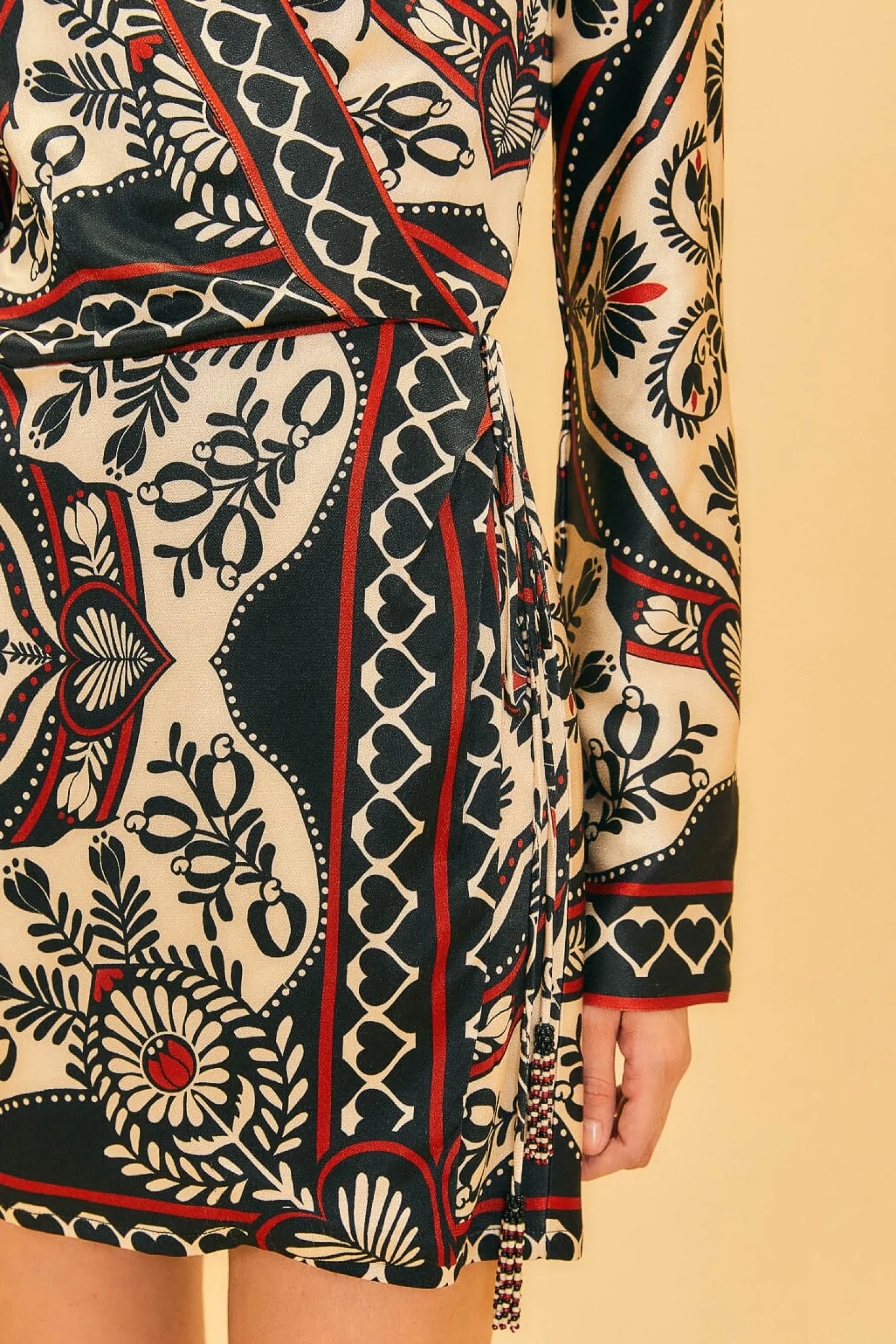 FARM Rio BLACK PASSION SCARF MINI WRAP DRESS