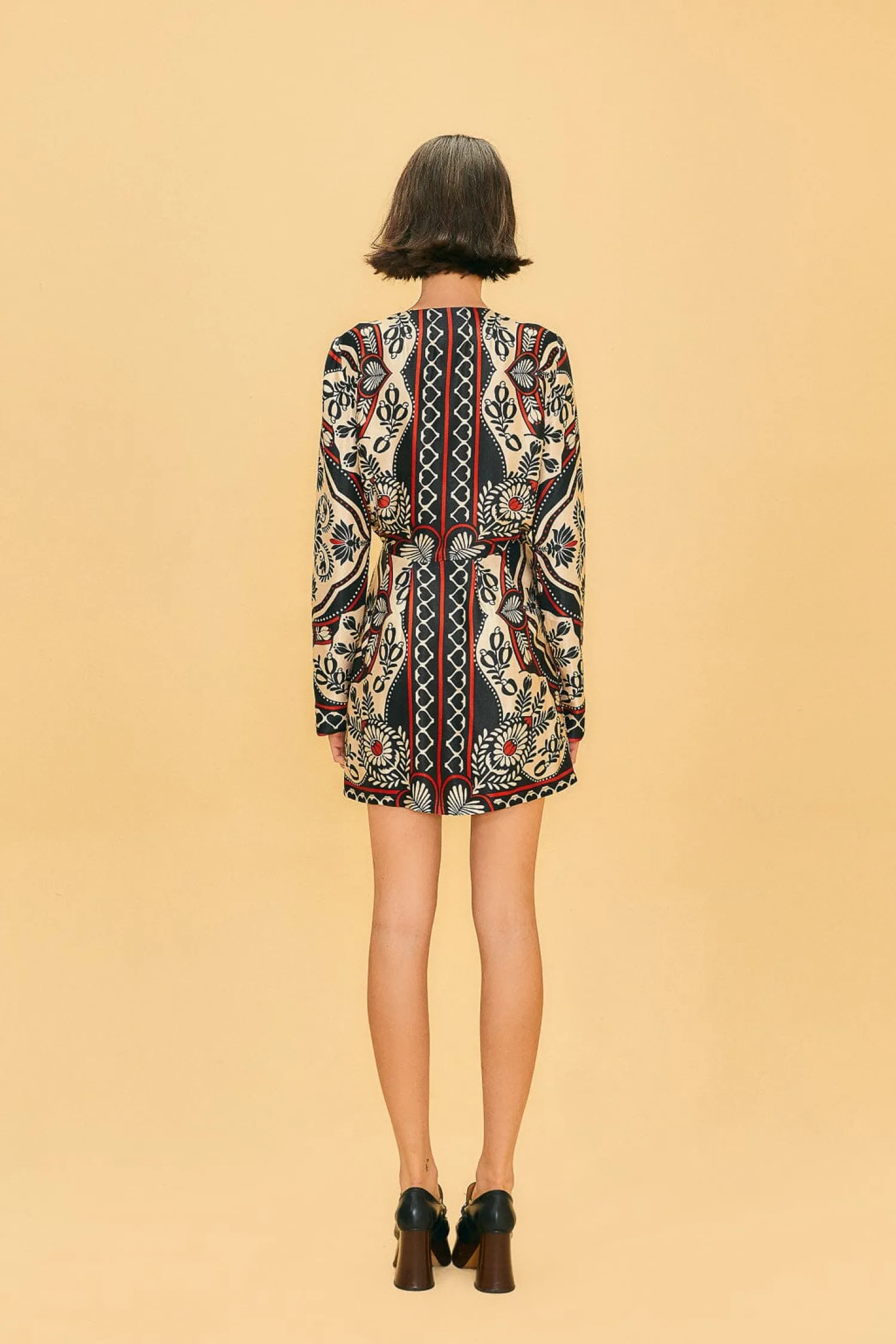 FARM Rio BLACK PASSION SCARF MINI WRAP DRESS