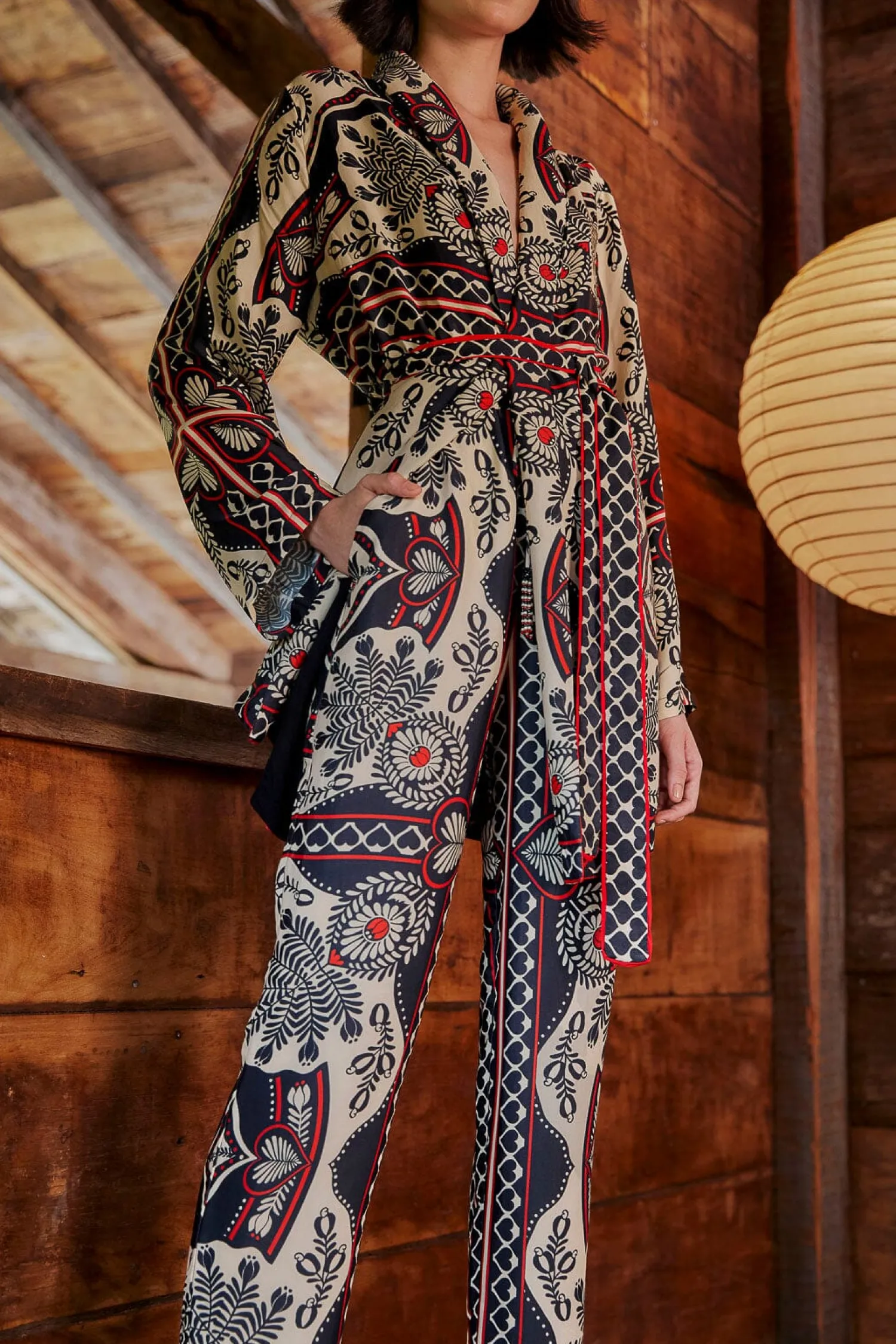 FARM Rio BLACK PASSION SCARF PANTS