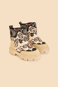 FARM Rio  BLACK PASSION SCARF PUFFY ANKLE BOOT