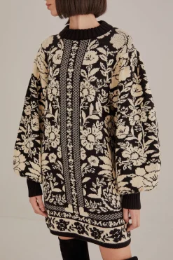 FARM Rio BLACK PINEAPPLE GARDEN MINI SWEATER DRESS