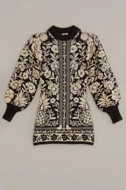 FARM Rio BLACK PINEAPPLE GARDEN MINI SWEATER DRESS