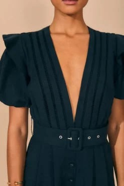 FARM Rio  BLACK PLEATED SHORT SLEEVE JUMPSUIT
