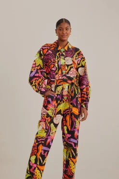 FARM Rio BLACK PSYCHEDELIC GARDEN JUMPSUIT