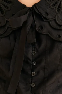 FARM Rio BLACK RICHELIEU BIG COLLAR BLOUSE