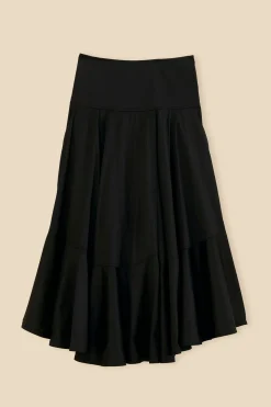 FARM Rio BLACK RUFFLE MAXI SKIRT