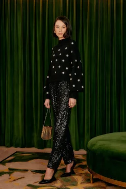 FARM Rio BLACK SEQUIN PAJAMA PANTS