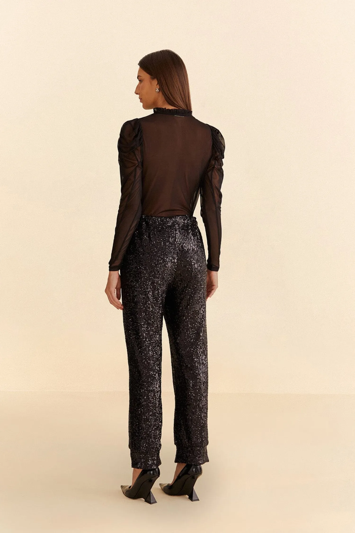 FARM Rio BLACK SEQUIN PAJAMA PANTS