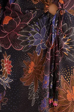 FARM Rio  BLACK SPARKLE FLOWERS MINI DRESS