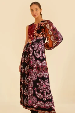 FARM Rio BLACK SWEET MERMAIDS ONE SHOULDER MAXI DRESS