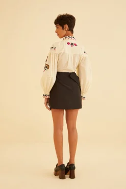 FARM Rio  BLACK TAFFETA MINI SKIRT