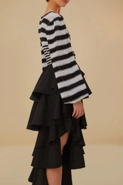 FARM Rio  BLACK TIERED BOW DETAIL MAXI SKIRT