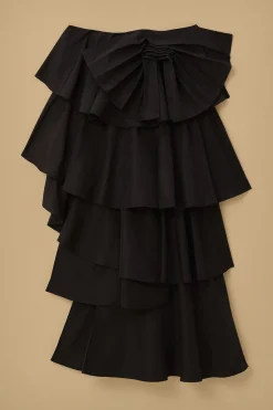 FARM Rio  BLACK TIERED BOW DETAIL MAXI SKIRT