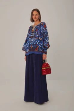 FARM Rio  BLACK TOUCANS SCARF BLOUSE