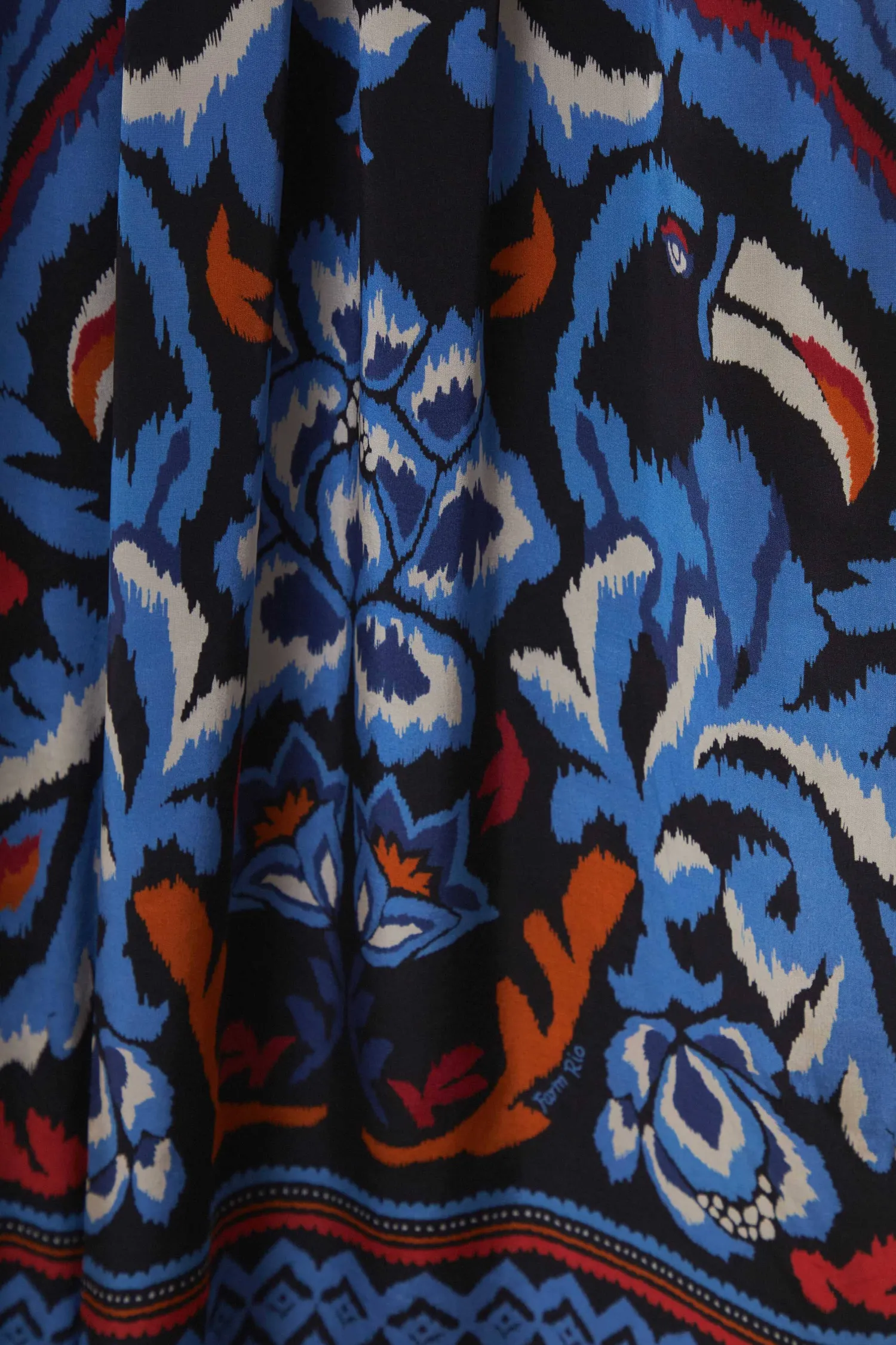 FARM Rio BLACK TOUCANS SCARF LONG SLEEVE MAXI DRESS