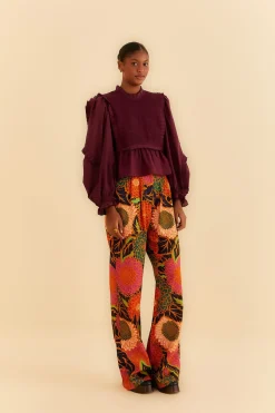 FARM Rio BLACK VINTAGE GARDEN LOW WAISTED PANTS