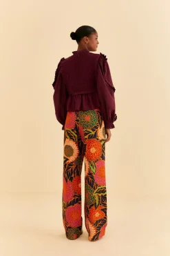 FARM Rio  BLACK VINTAGE GARDEN LOW WAISTED PANTS