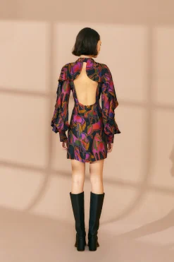 FARM Rio  BLACK WILD HORSES BACKLESS MINI DRESS