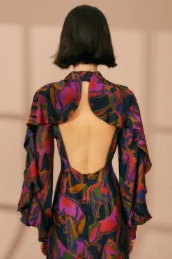 FARM Rio  BLACK WILD HORSES BACKLESS MINI DRESS