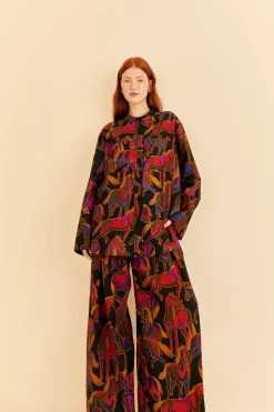 FARM Rio  BLACK WILD HORSES PANTS