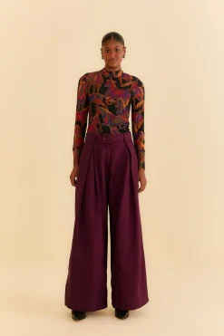 FARM Rio  BLACK WILD HORSES TULLE BLOUSE