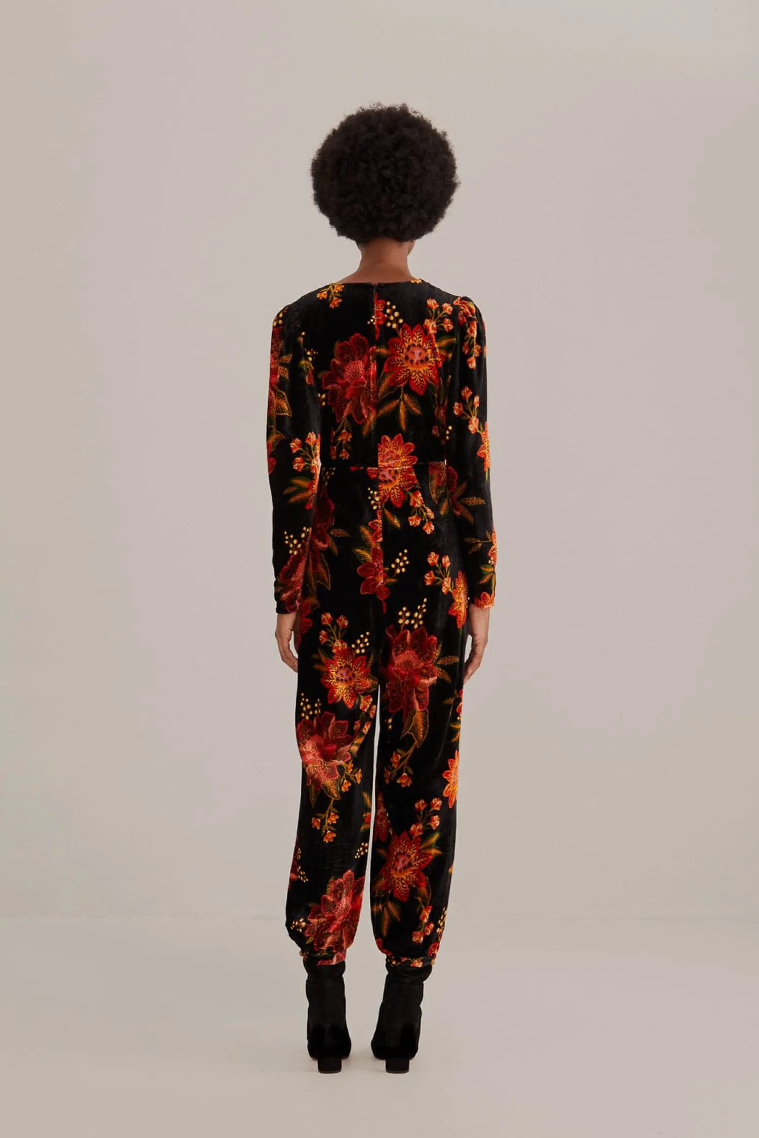 FARM Rio BLACK WINTER BLOOM V NECK JUMPSUIT