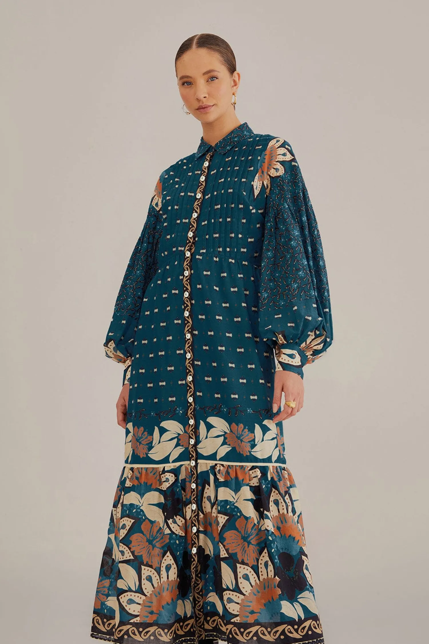 FARM Rio BLUE AINIKA CHILL MAXI SHIRTDRESS