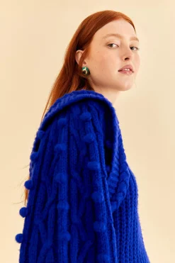 FARM Rio  BLUE BRAIDED SWEATER