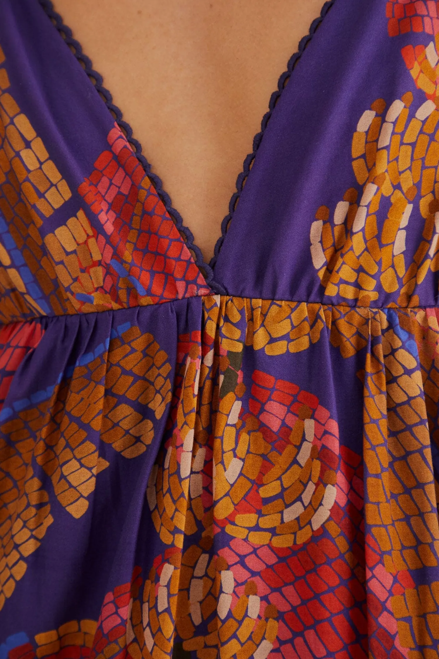 FARM Rio BLUE FOREST MOSAIC SLEEVELESS MAXI DRESS