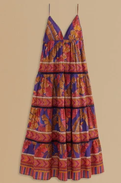FARM Rio BLUE FOREST MOSAIC SLEEVELESS MAXI DRESS