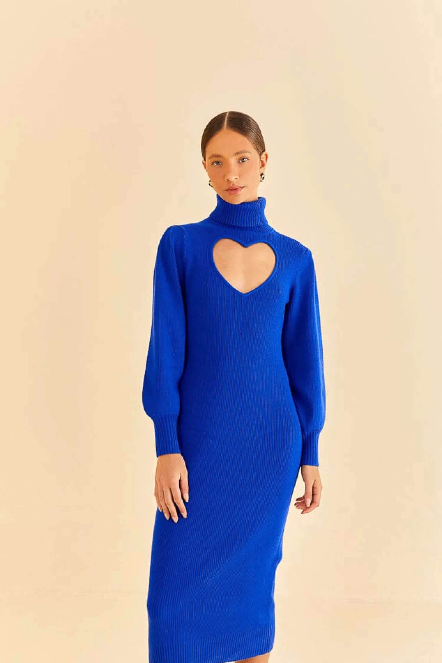 FARM Rio BLUE HEART NECKLINE KNIT DRESS