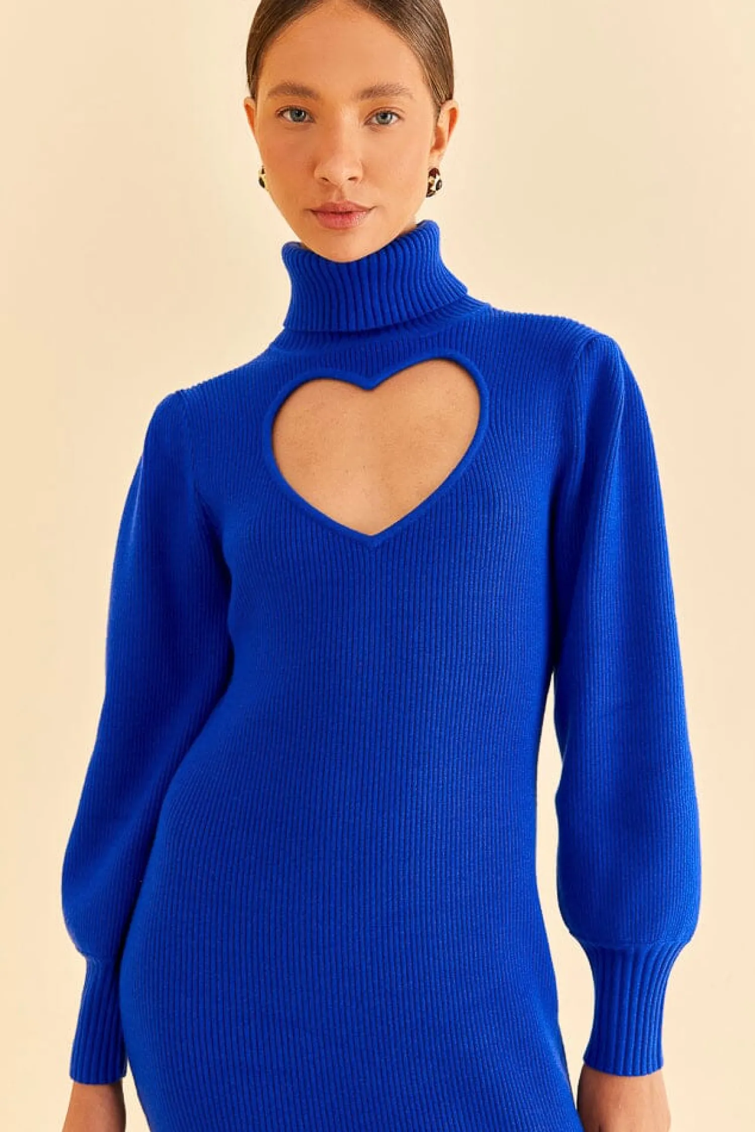 FARM Rio BLUE HEART NECKLINE KNIT DRESS