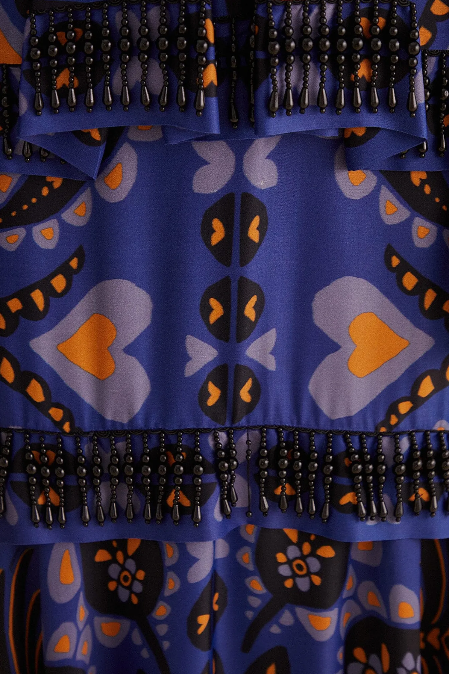FARM Rio BLUE MARTINA SCARF BEADED MIDI SKIRT