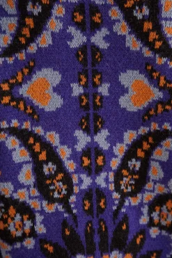 FARM Rio  BLUE MARTINA SCARF SEQUIN EMBROIDERED KNIT CARDIGAN