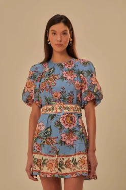 FARM Rio BLUE WONDERFUL BOUQUET MINI DRESS