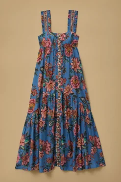 FARM Rio  BLUE WONDERFUL BOUQUET SLEEVELESS MAXI DRESS