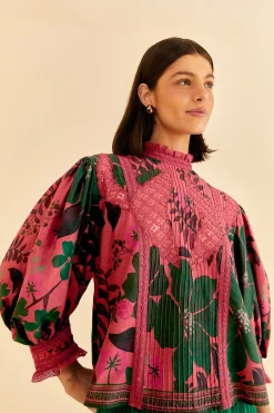 FARM Rio  BLUSH FLORAL YARD BLOUSE