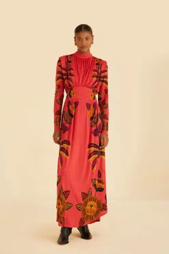 FARM Rio BLUSH LIVING BLOOM HIGH NECK MAXI DRESS