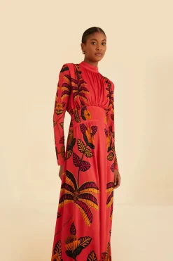 FARM Rio  BLUSH LIVING BLOOM HIGH NECK MAXI DRESS
