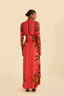 FARM Rio BLUSH LIVING BLOOM HIGH NECK MAXI DRESS