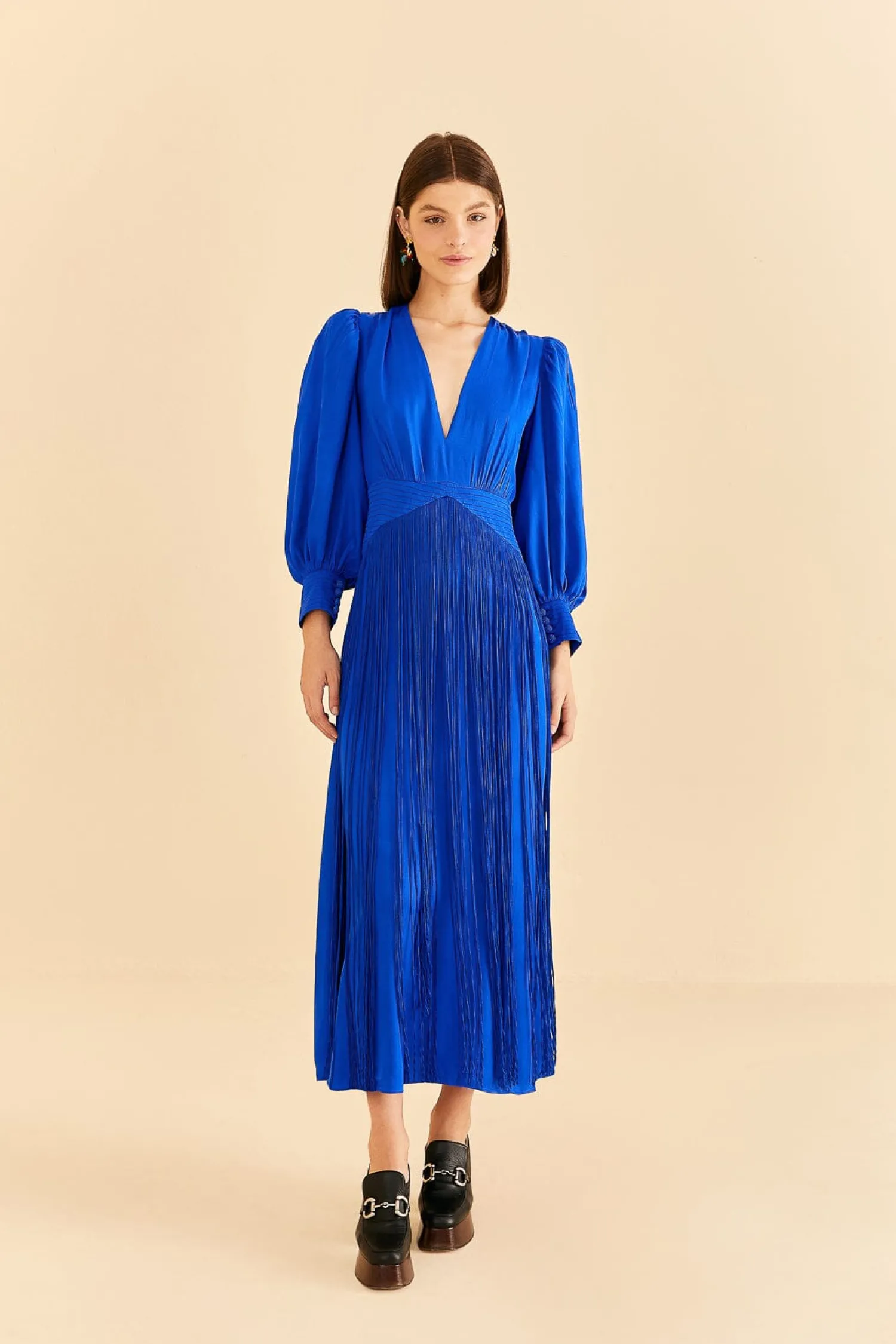 FARM Rio BRIGHT BLUE FRINGES MAXI DRESS