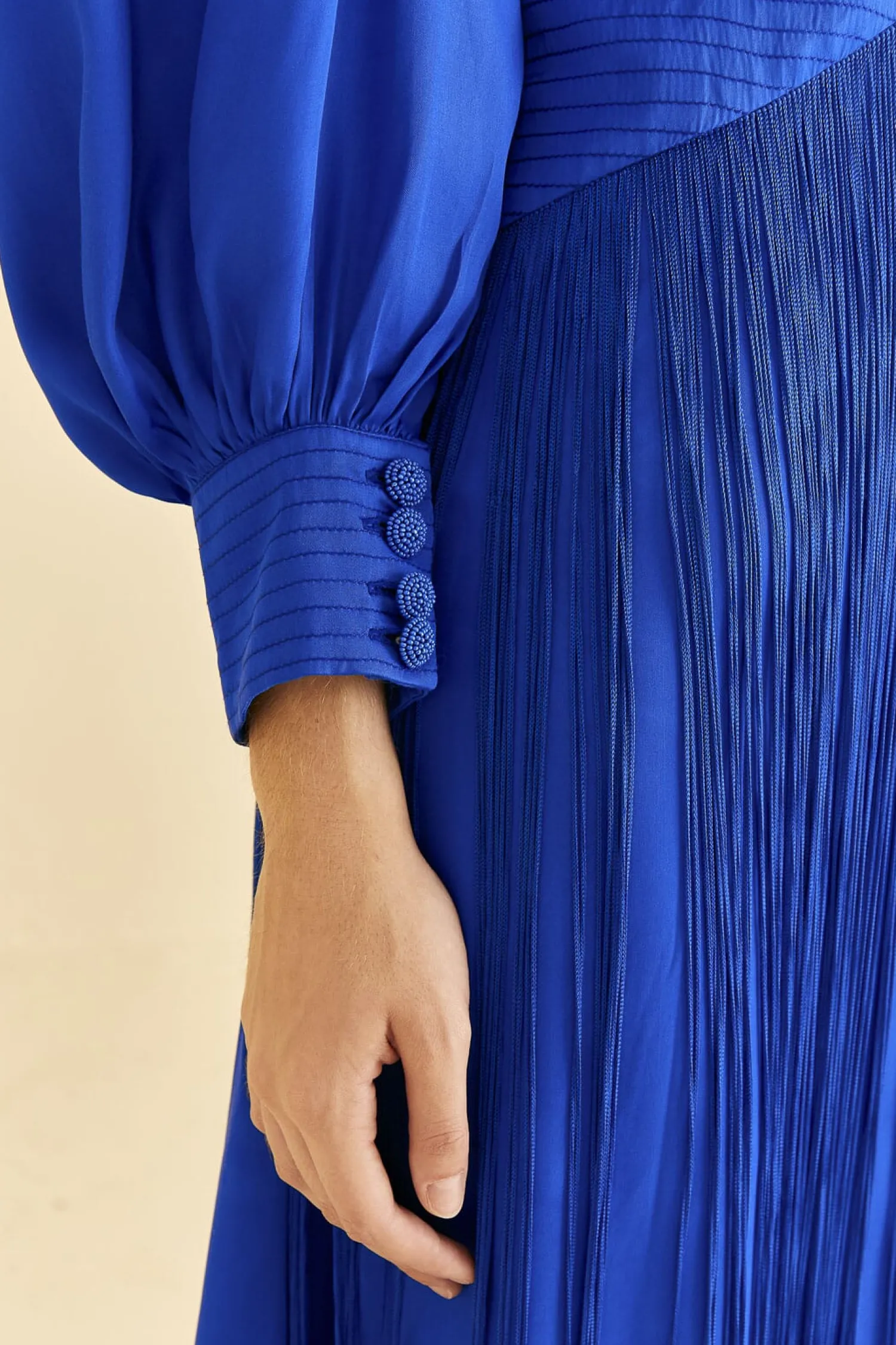 FARM Rio BRIGHT BLUE FRINGES MAXI DRESS