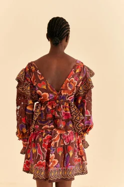 FARM Rio  BROWN BRIGHT FLORA BLOUSE