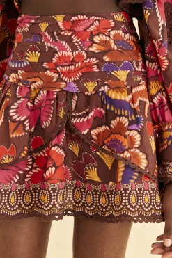 FARM Rio BROWN BRIGHT FLORA MINI SKIRT