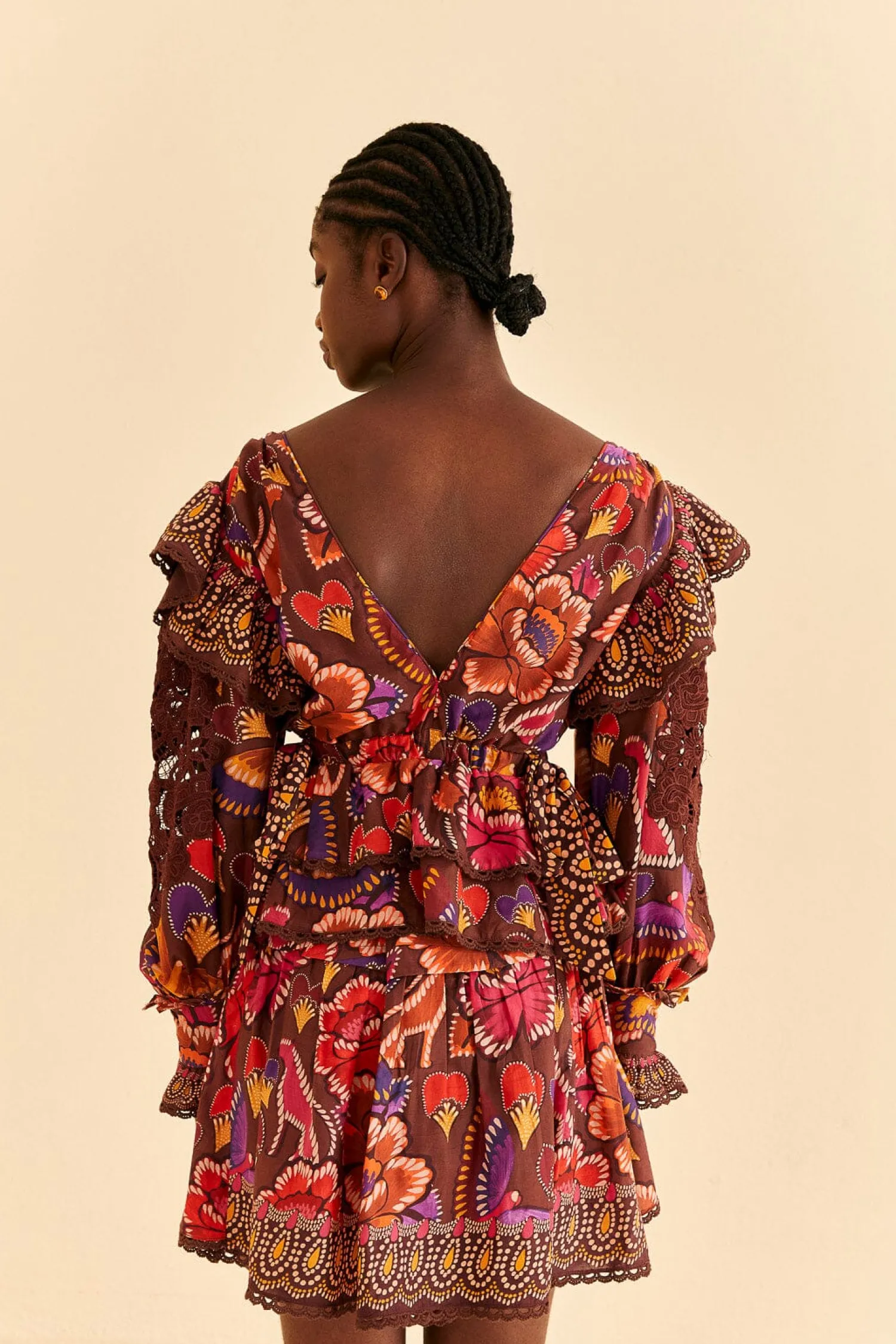FARM Rio BROWN BRIGHT FLORA MINI SKIRT