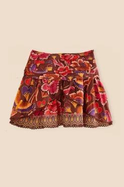 FARM Rio BROWN BRIGHT FLORA MINI SKIRT