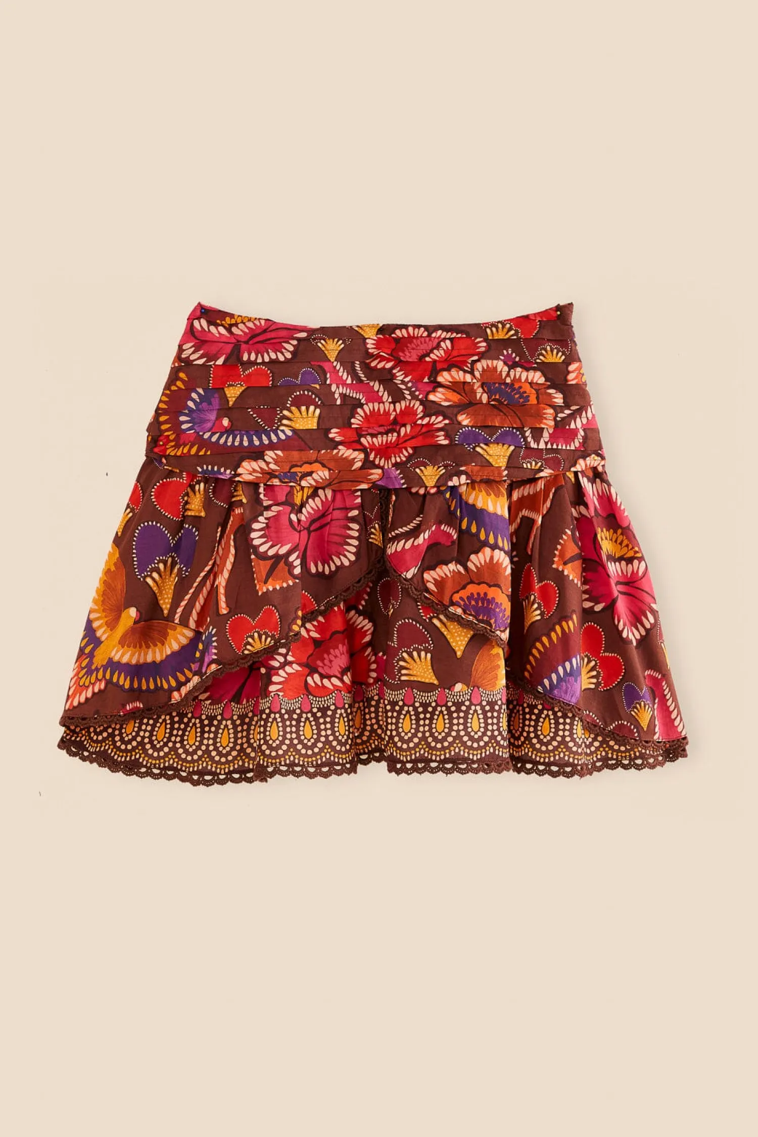 FARM Rio BROWN BRIGHT FLORA MINI SKIRT