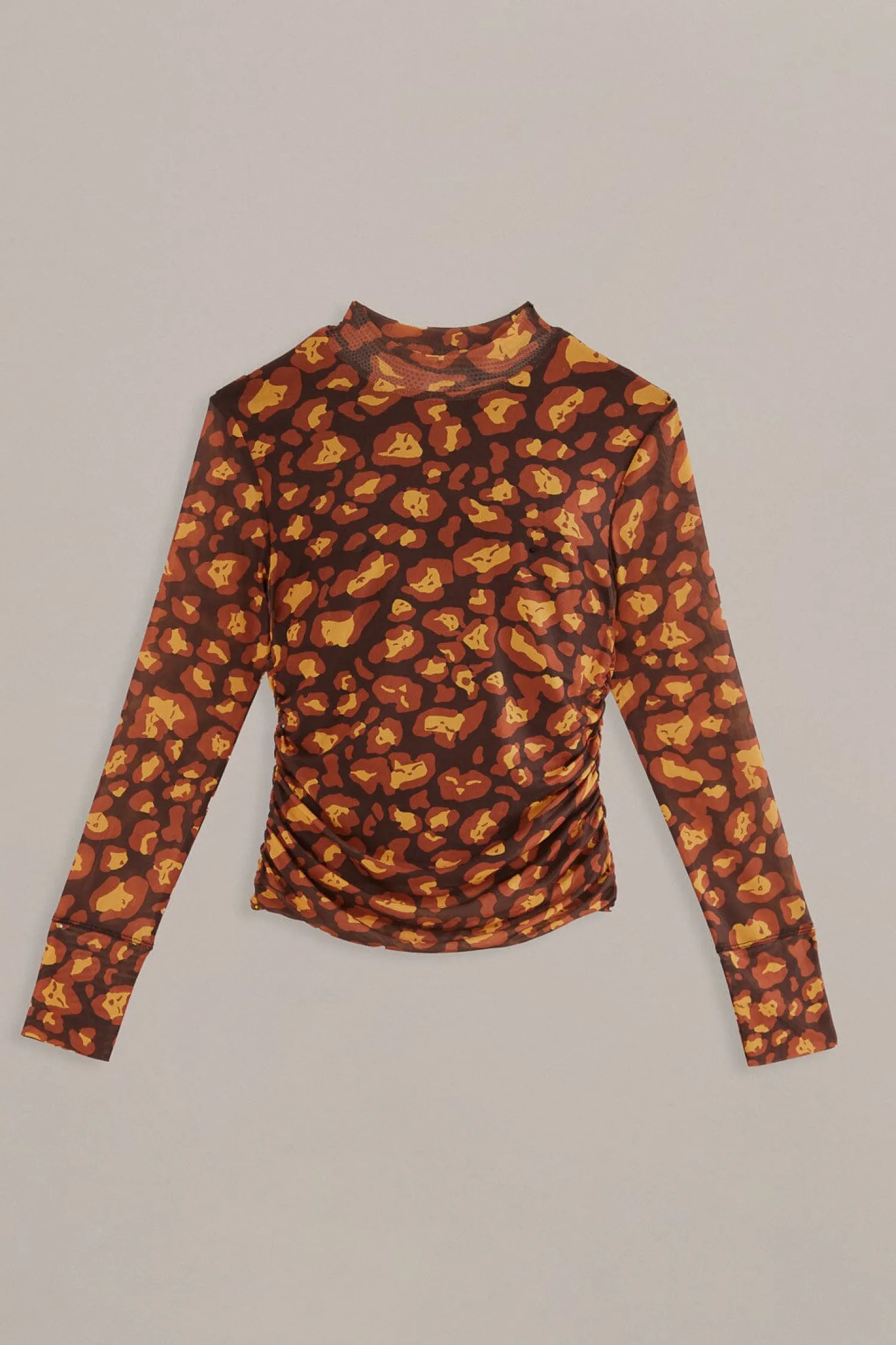 FARM Rio BROWN LEOPARD DESIRE TULLE BLOUSE